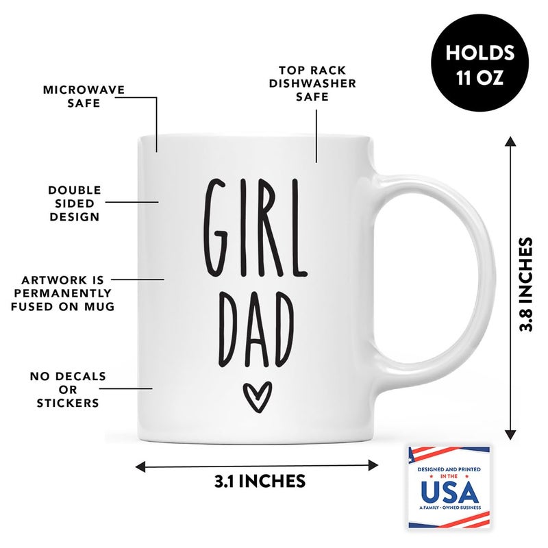 Andaz Press Father's Day 11oz. Ceramic Coffee Mug Gift, Girl Dad 1-Pack, Birthday Christmas Gift Mug Dad Coffee Mug Dads Mugs From Daughter Girl Dad's Gifts - Image 2